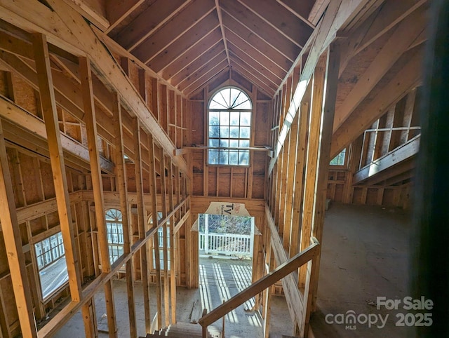 stairs with a towering ceiling