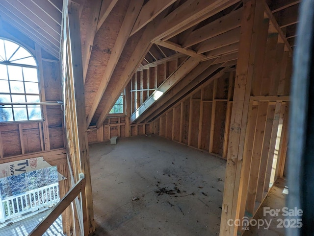 view of unfinished attic