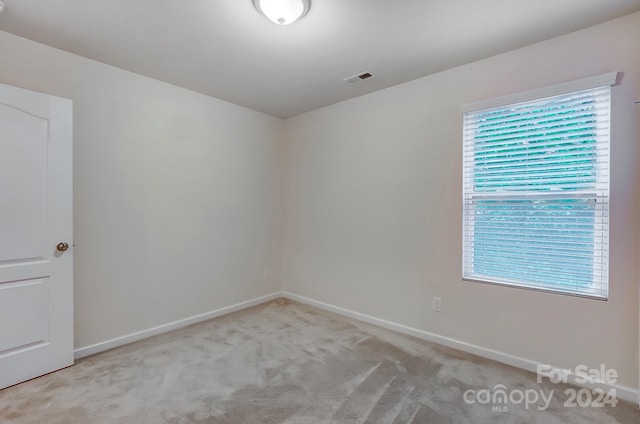 spare room featuring light colored carpet