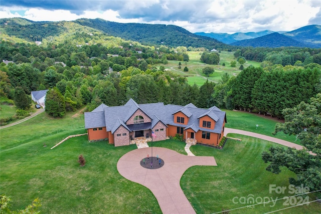 aerial view with a mountain view