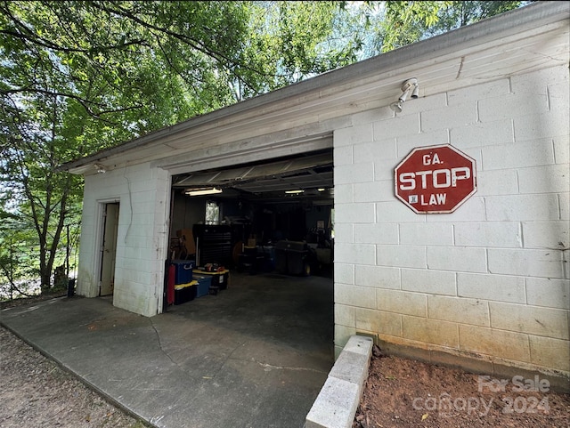 view of garage