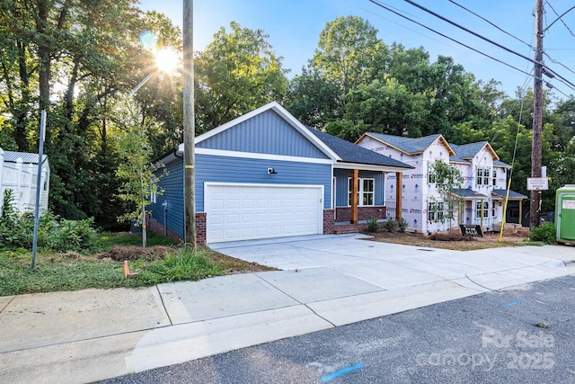 view of front of house with a garage