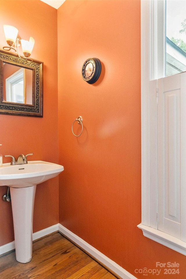 bathroom featuring hardwood / wood-style floors and sink