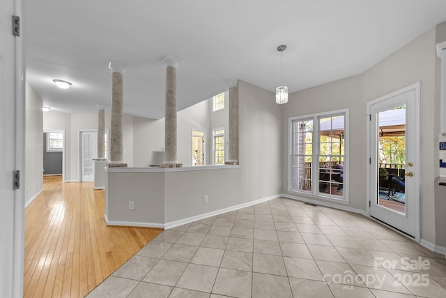 interior space with light hardwood / wood-style floors