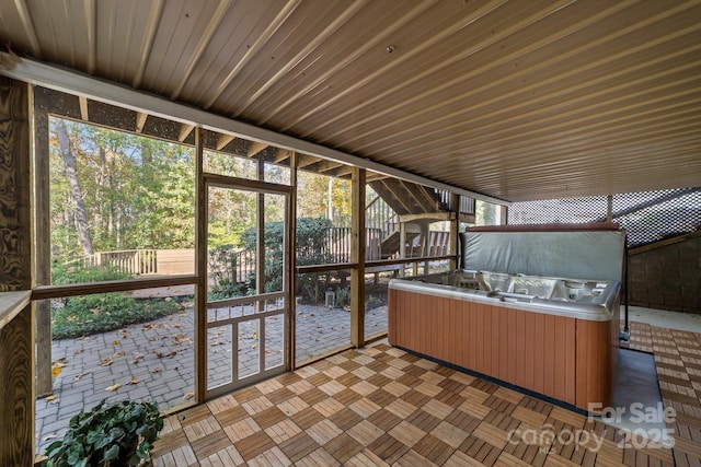 view of unfurnished sunroom