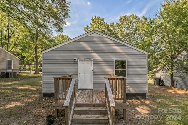 rear view of house with a wooden deck