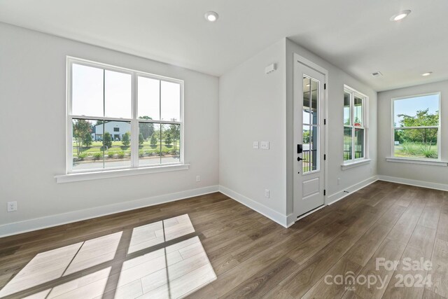 empty room with dark wood-type flooring