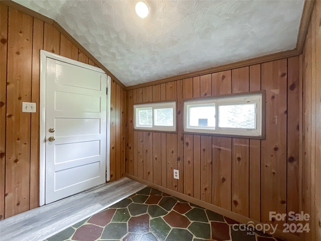 mudroom featuring lofted ceiling, a wealth of natural light, and wood-type flooring