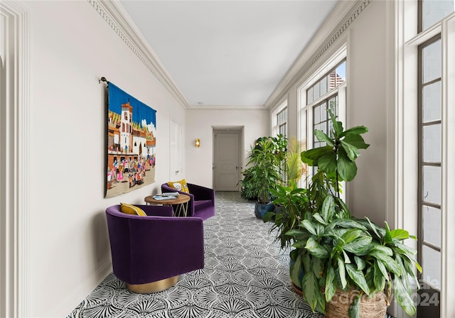 interior space featuring crown molding