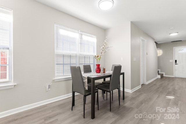 dining area featuring light hardwood / wood-style floors