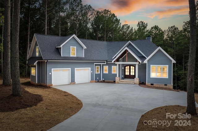 view of front of house with a garage