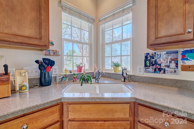 kitchen with a wealth of natural light and sink