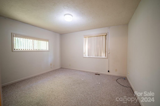 carpeted spare room featuring a textured ceiling