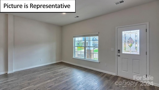 foyer entrance with hardwood / wood-style flooring