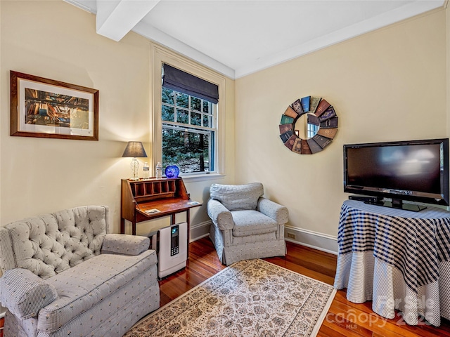 living room with hardwood / wood-style floors