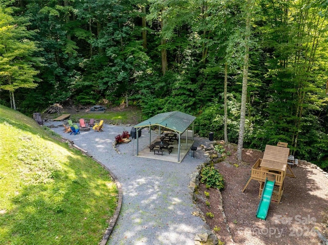 exterior space with a playground