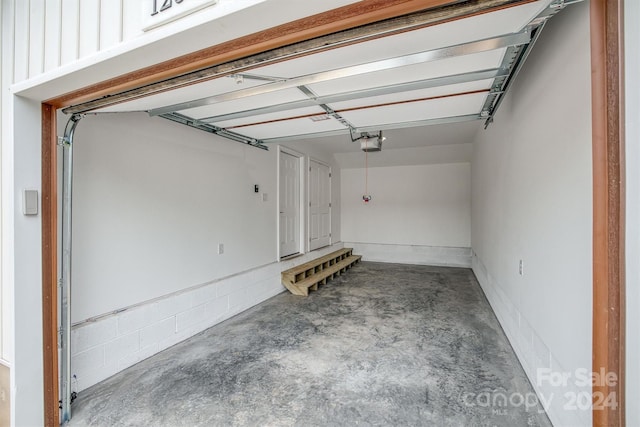 garage with a garage door opener