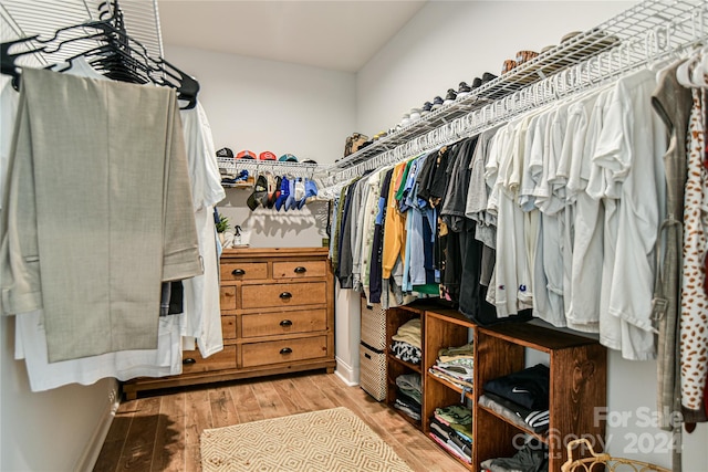 spacious closet with light wood-type flooring