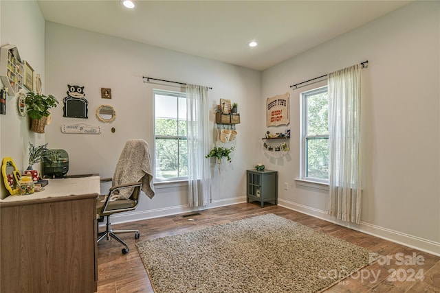 office with hardwood / wood-style floors