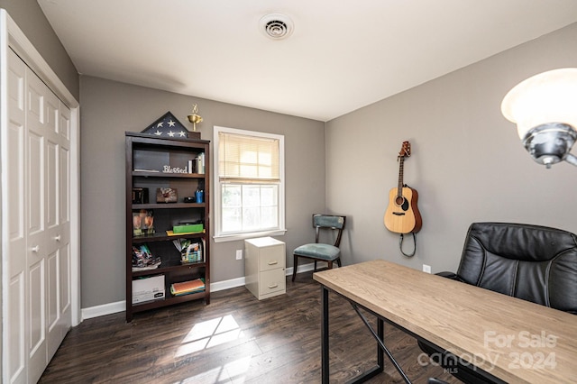 office space featuring dark hardwood / wood-style floors