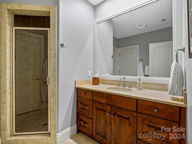22 Foxbridge Way, Arden, NC 28704 - full bathroom featuring a stall shower, vanity, and tile patterned floors