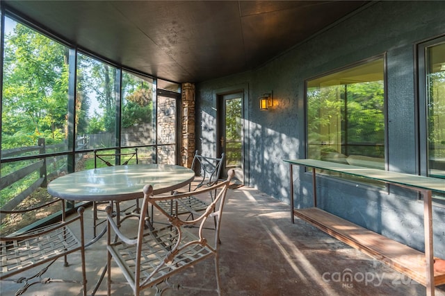 view of unfurnished sunroom