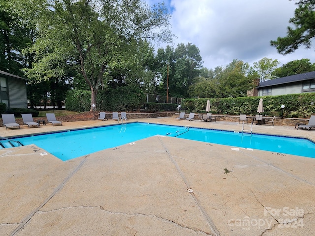 view of swimming pool with a patio