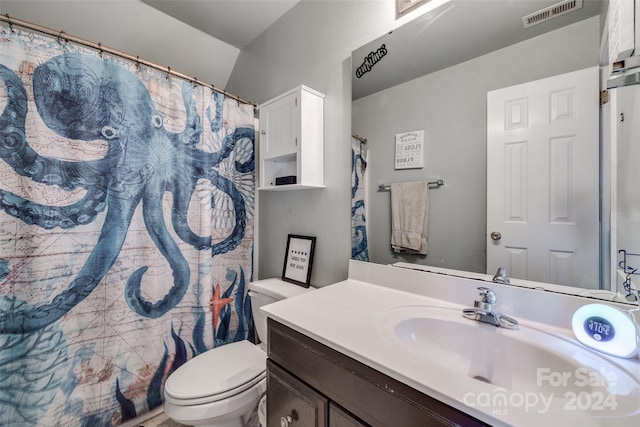 bathroom with toilet and vanity