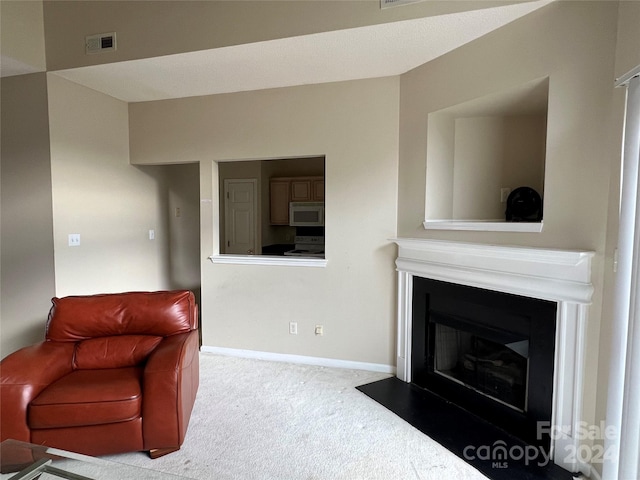 living room with carpet