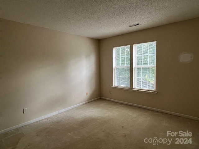 carpeted spare room featuring a textured ceiling