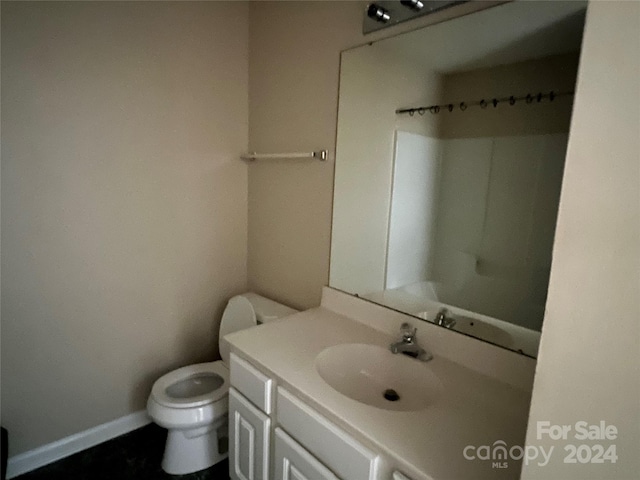 bathroom with toilet and vanity