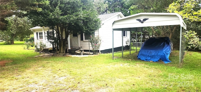 view of yard featuring a carport