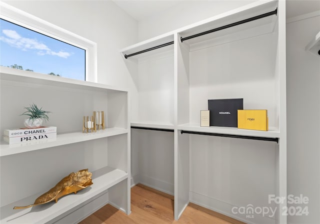 walk in closet featuring light wood-type flooring