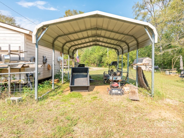 view of car parking featuring a carport and a yard