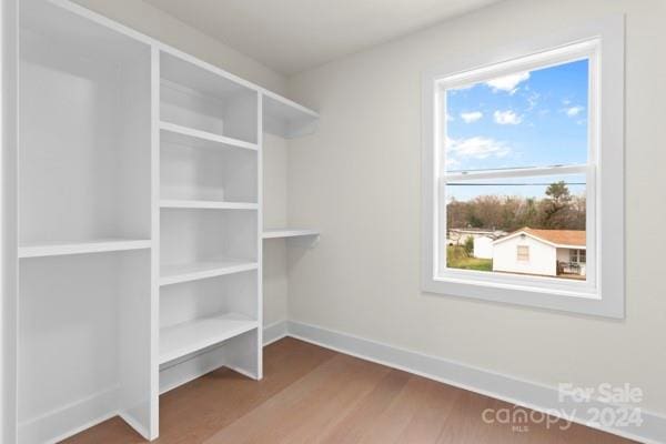 spacious closet with hardwood / wood-style floors