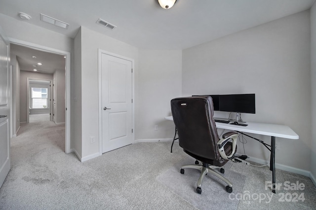 view of carpeted home office