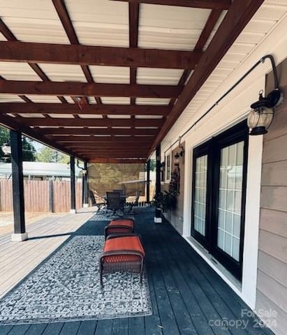 view of patio with a wooden deck