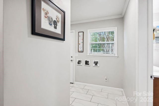 interior space featuring ornamental molding