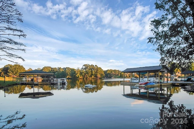 dock area featuring a water view