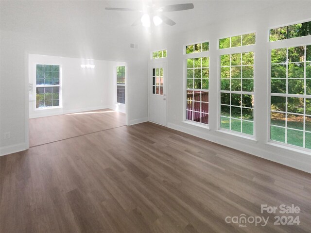 interior space with ceiling fan and a healthy amount of sunlight