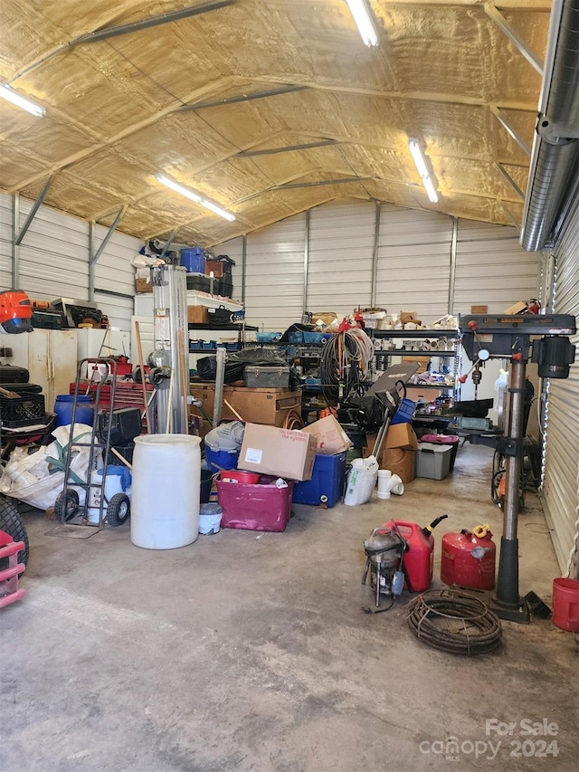 garage featuring a workshop area