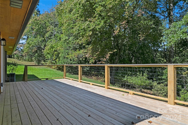 wooden deck featuring a yard