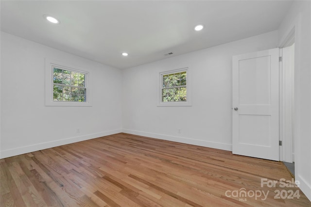 spare room featuring a healthy amount of sunlight and light wood-type flooring