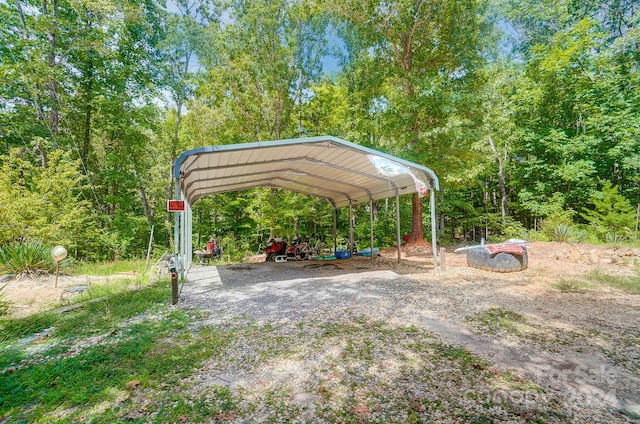 view of parking with a carport