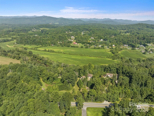 drone / aerial view featuring a mountain view