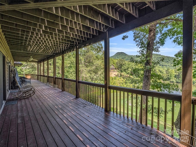 deck featuring a mountain view