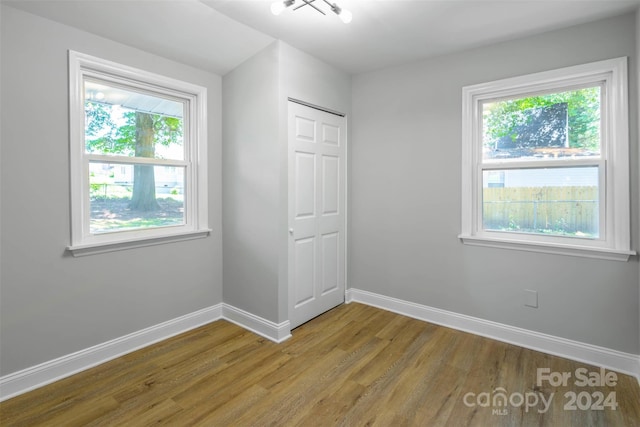 spare room with hardwood / wood-style flooring and plenty of natural light