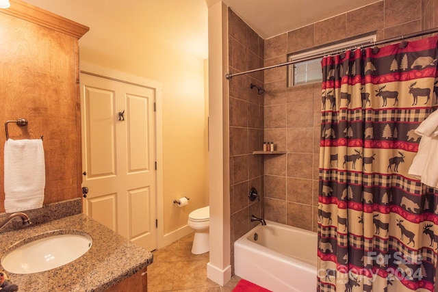 150-2 Saddle Notch Ln, Tuckasegee, NC 28783 - bathroom featuring tile patterned floors, toilet, shower / tub combo, and vanity