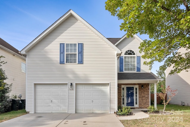 view of front of house with a garage