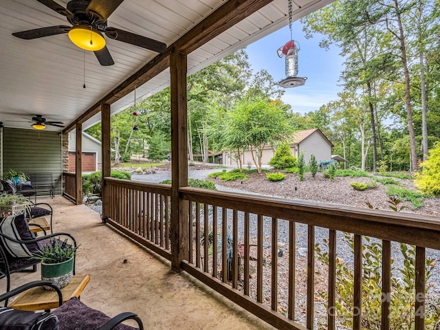 view of patio / terrace featuring ceiling fan